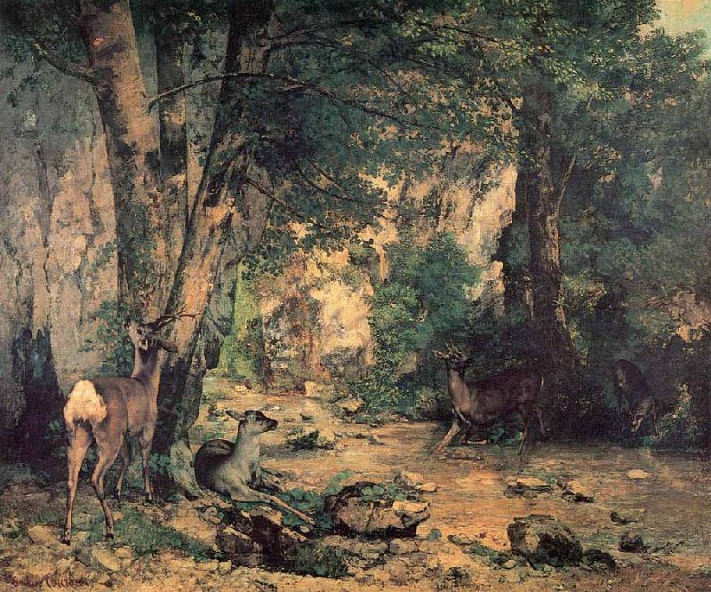 Gustave Courbet A Thicket of Deer at the Stream of Plaisir Fountaine Norge oil painting art